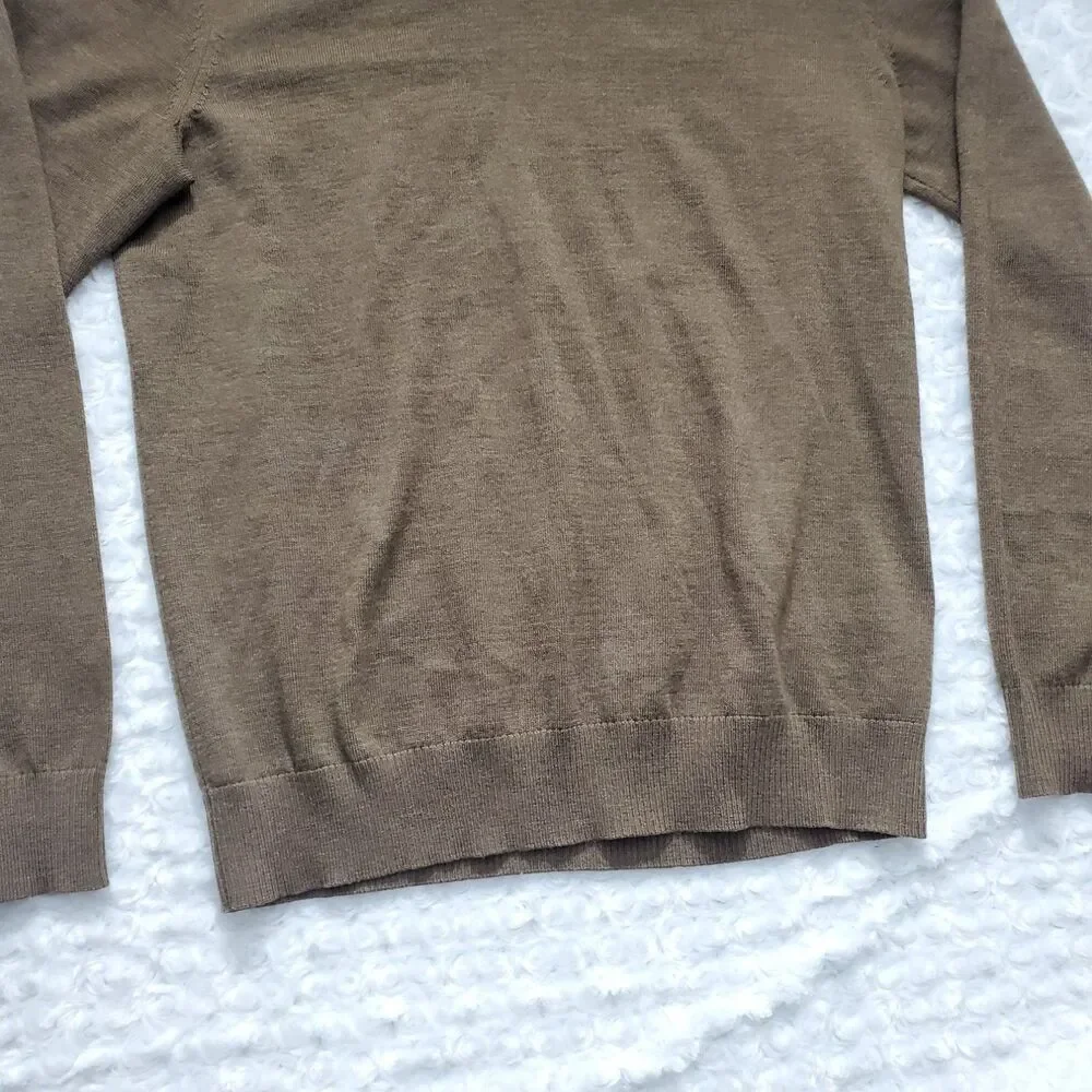 Banana Republic Extra Fine Merino V-Neck Sweater Mens M Brown Pullover